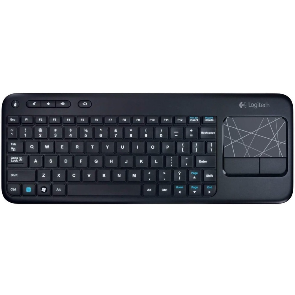 Logitech Black Wireless K400R USB compact Keyboard, 3.5 inch Integrated Touchpad